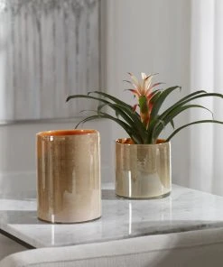 DECOR Uttermost Tangelo Beige Orange Vases, S/2