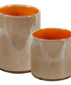 DECOR Uttermost Tangelo Beige Orange Vases, S/2
