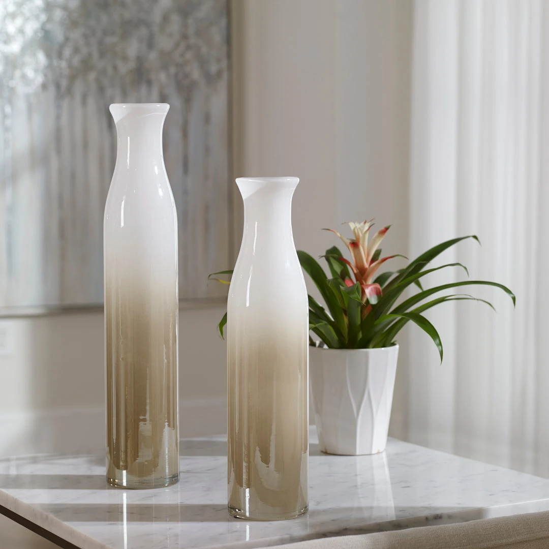 Uttermost Blur Ivory Beige Vases, S/2 4 Uttermost Blur Ivory Beige Vases, S/2