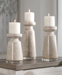 Uttermost Kyan Ceramic Candleholders, S/3 Candle Holders & Hurricanes