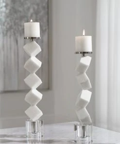 Uttermost Casen Marble Cube Candleholders, S/2 Candle Holders & Hurricanes