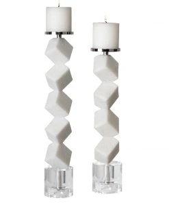 Uttermost Casen Marble Cube Candleholders, S/2 Candle Holders & Hurricanes