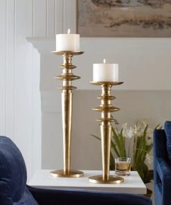 Uttermost Highclere Gold Candleholders, S/2 Candle Holders & Hurricanes