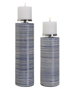 Candle Holders & Hurricanes Uttermost Montauk Ceramic Candleholders, S/2