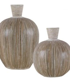 DECOR Uttermost Islander White Washed Vases, S/2