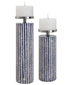 Uttermost Havana Blue Candleholders, S/2
