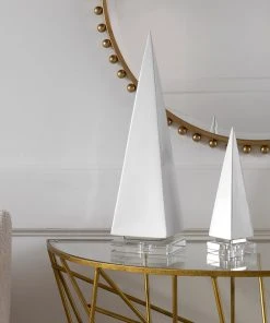 Uttermost Great Pyramids Sculpture In White, S/2 DECOR