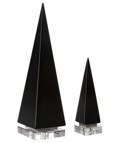 Uttermost Great Pyramids Sculpture In Black, S/2