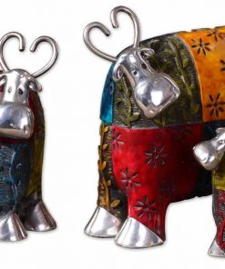 Uttermost Colorful Cows Metal Figurines, Set/3