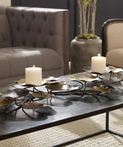 Uttermost Lying Lotus Metal Candleholders