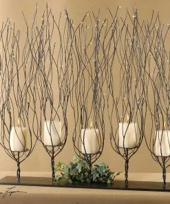 Candle Holders & Hurricanes Uttermost Fedora Dark Brown Candleholder