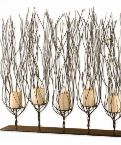 Candle Holders & Hurricanes Uttermost Fedora Dark Brown Candleholder