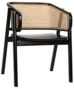 Noir Delphi Chair With Caning, Charcoal Black