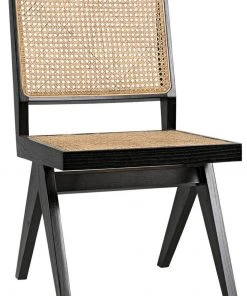 LIVING ROOM Noir Joseph Side Chair, Charcoal Black
