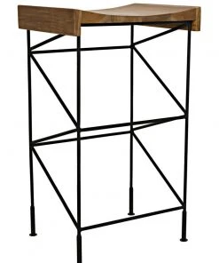 Bar & Counter Stools Noir Bridge Bar Stool, Teak Seat With Metal