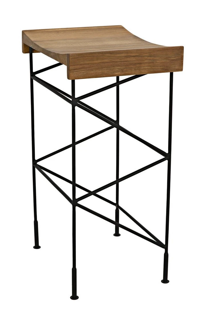 Bar & Counter Stools Noir Bridge Bar Stool, Teak Seat With Metal 12 Bar & Counter Stools Noir Bridge Bar Stool, Teak Seat With Metal