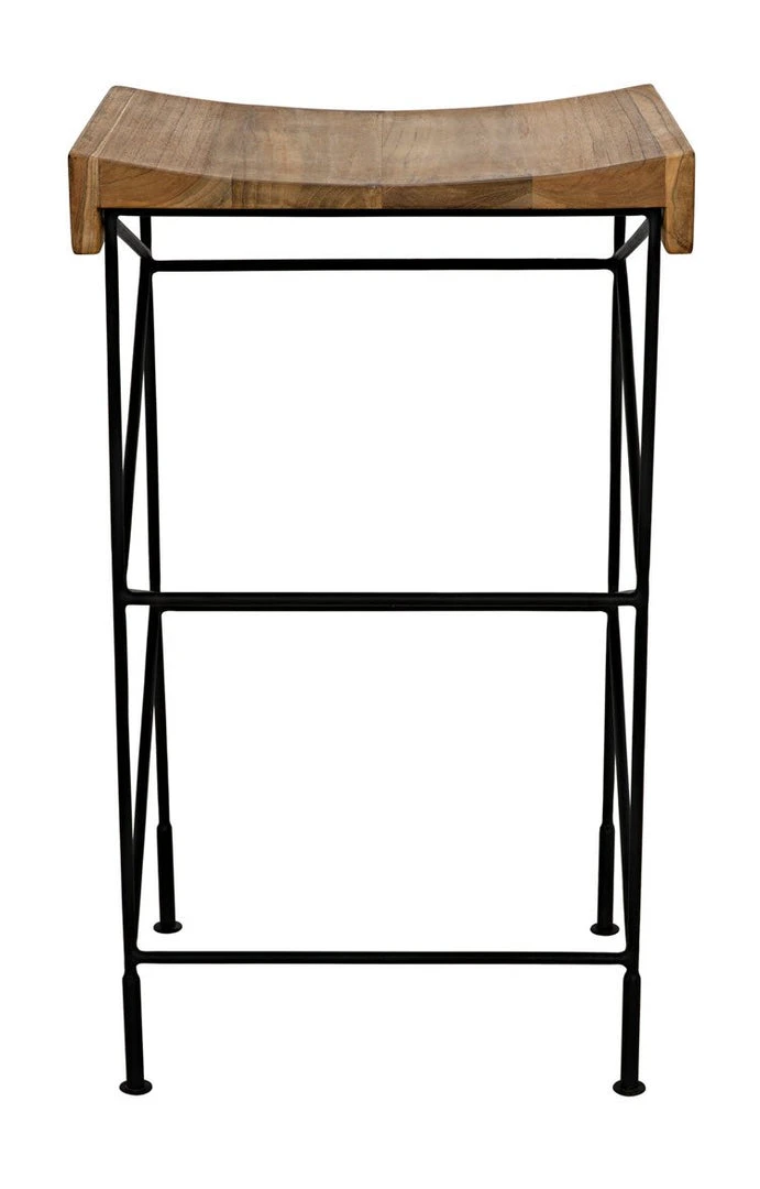 Bar & Counter Stools Noir Bridge Bar Stool, Teak Seat With Metal 6 Bar & Counter Stools Noir Bridge Bar Stool, Teak Seat With Metal