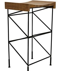 Bar & Counter Stools Noir Bridge Bar Stool, Teak Seat With Metal 18 Bar & Counter Stools Noir Bridge Bar Stool, Teak Seat With Metal