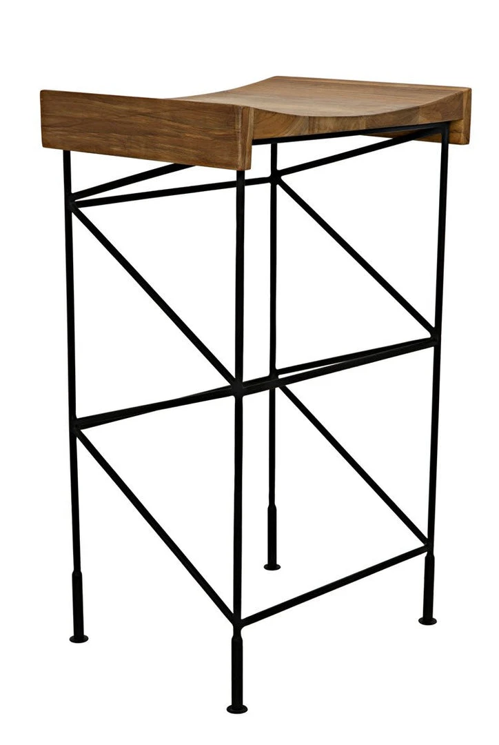 Bar & Counter Stools Noir Bridge Bar Stool, Teak Seat With Metal 9 Bar & Counter Stools Noir Bridge Bar Stool, Teak Seat With Metal