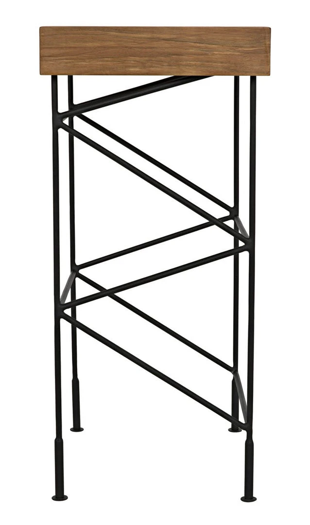 Bar & Counter Stools Noir Bridge Bar Stool, Teak Seat With Metal 11 Bar & Counter Stools Noir Bridge Bar Stool, Teak Seat With Metal