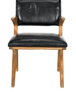Noir Dolores Chair, Teak With Leather