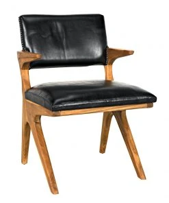 Noir Dolores Chair, Teak With Leather