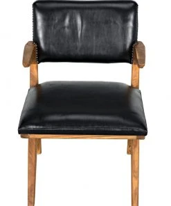 Noir Dolores Chair, Teak With Leather