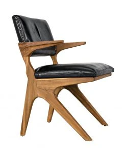 Noir Dolores Chair, Teak With Leather