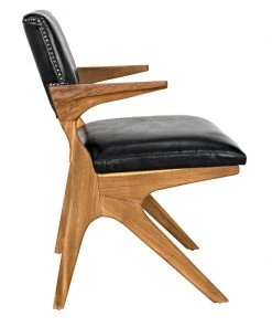 Noir Dolores Chair, Teak With Leather