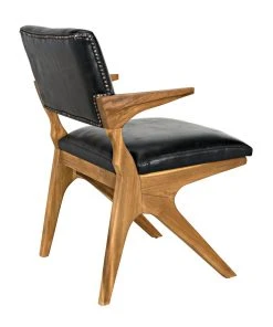 Noir Dolores Chair, Teak With Leather