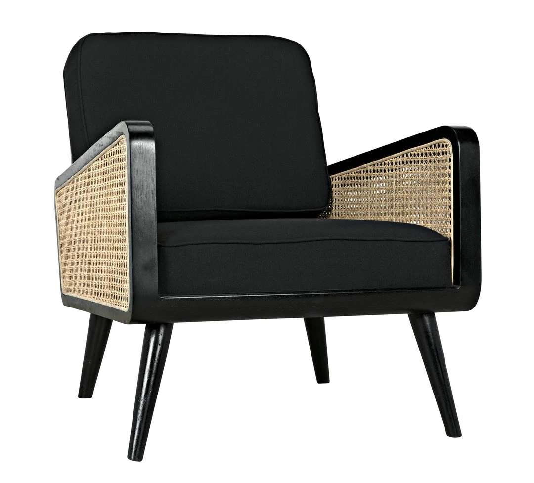 LIVING ROOM Noir Edward Chair, Charcoal Black With Caning 3 LIVING ROOM Noir Edward Chair, Charcoal Black With Caning
