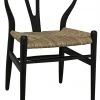 DINING ROOM Noir Zola Chair With Rush Seat, Charcoal Black