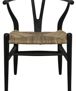 DINING ROOM Noir Zola Chair With Rush Seat, Charcoal Black