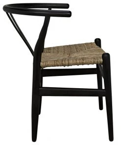 DINING ROOM Noir Zola Chair With Rush Seat, Charcoal Black