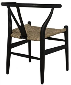 DINING ROOM Noir Zola Chair With Rush Seat, Charcoal Black