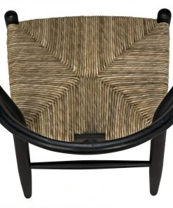 DINING ROOM Noir Zola Chair With Rush Seat, Charcoal Black