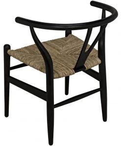 DINING ROOM Noir Zola Chair With Rush Seat, Charcoal Black