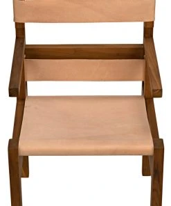 LIVING ROOM Noir Berlin Chair With Leather, Teak