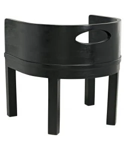 LIVING ROOM Noir Latour Chair With Leather, Charcoal Black