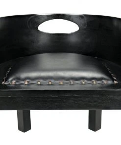 LIVING ROOM Noir Latour Chair With Leather, Charcoal Black