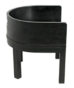 LIVING ROOM Noir Latour Chair With Leather, Charcoal Black