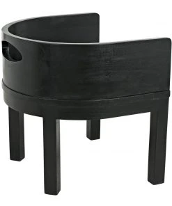 LIVING ROOM Noir Latour Chair With Leather, Charcoal Black