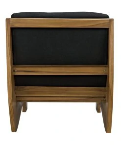 LIVING ROOM Noir Portofino Chaise, Teak With Black Cotton