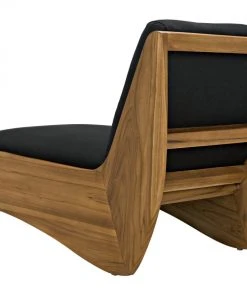 LIVING ROOM Noir Portofino Chaise, Teak With Black Cotton