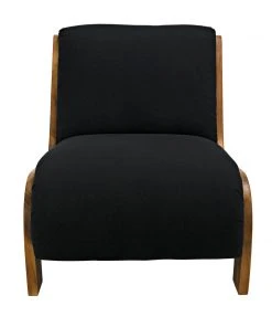LIVING ROOM Noir Portofino Chaise, Teak With Black Cotton