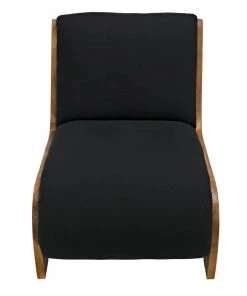 LIVING ROOM Noir Portofino Chaise, Teak With Black Cotton