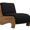 LIVING ROOM Noir Portofino Chaise, Teak With Black Cotton
