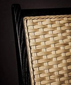Noir Mona Chair With Rattan Core, Charcoal Black