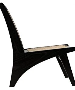 Noir Mona Chair With Rattan Core, Charcoal Black