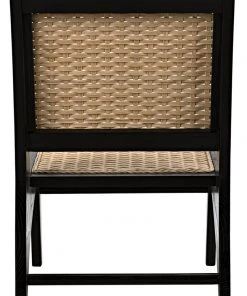 Noir Mona Chair With Rattan Core, Charcoal Black